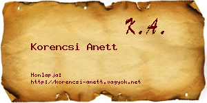 Korencsi Anett névjegykártya
