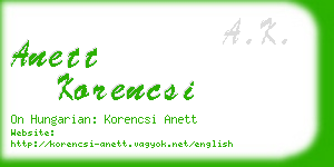 anett korencsi business card